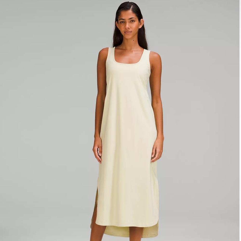 Lululemon Pima Cotton Open-Back Midi Dress Large Preowned light Green sleeveless